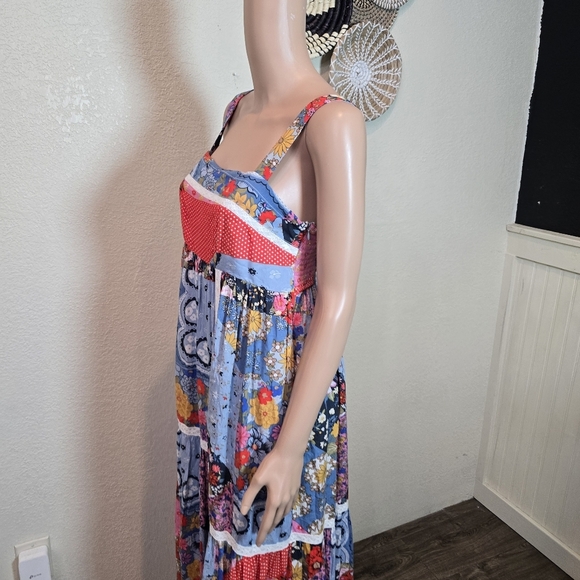 In Loom Bohemian Patchwork Maxi Dress Size Medium - Picture 12 of 16